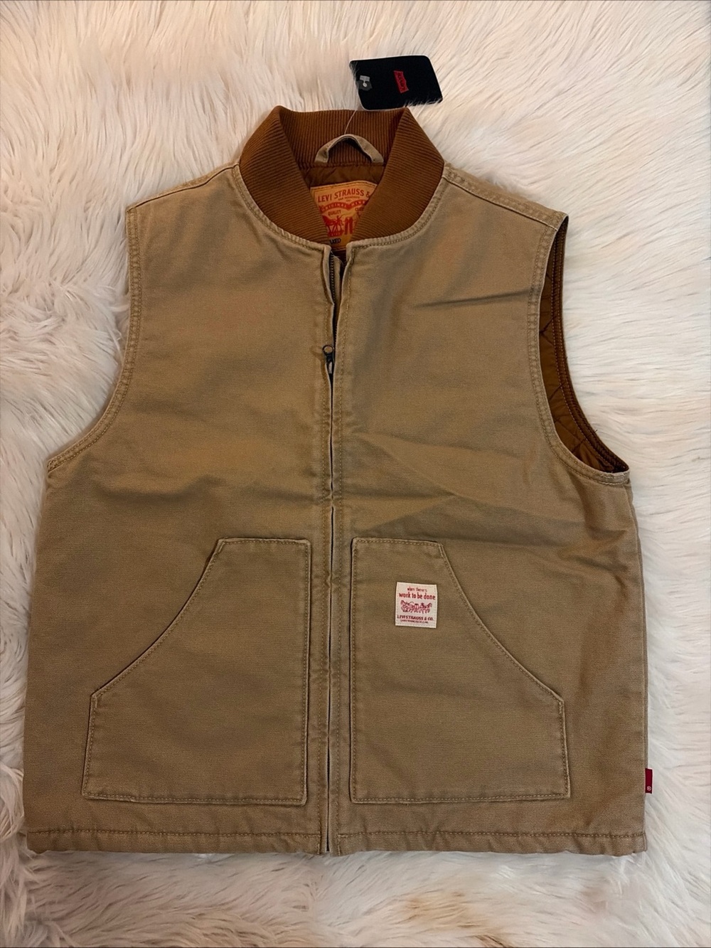 Levi's Brown Quilted Puffer Jacket - Tan Trim